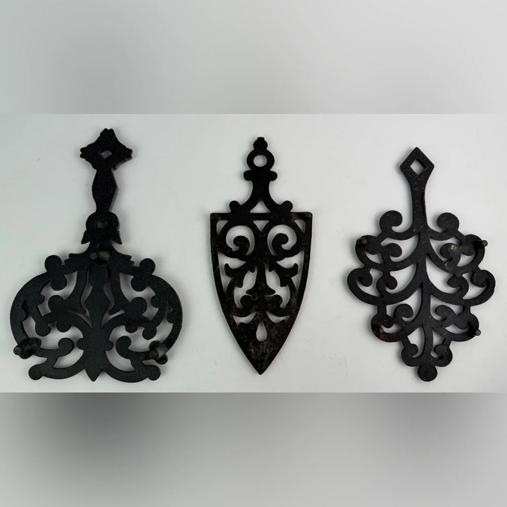 Vintage Black Cast Iron Trivets Wall Decor Set‎ of 3